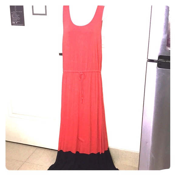 - Y2k style Merona Coral color-block dress scoop neck maxi size L - Picture 1 of 9